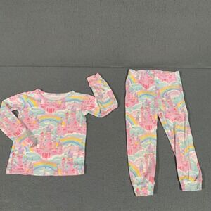 The Childrens Place Kids 2T Pink Rainbow Castle Cotton Snug Fit Pajama Set
